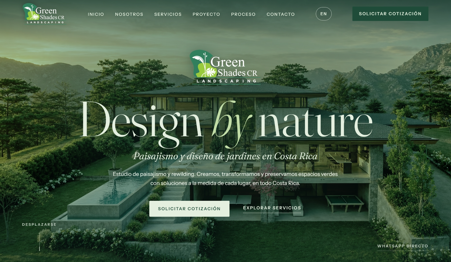 Captura del sitio web de Green Shades CR